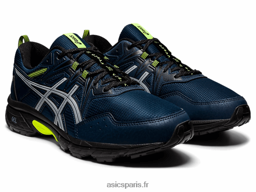 Hommes Asics poinçon gel-venture 8 BXL8B21628 bleu français/jaune de sécurité