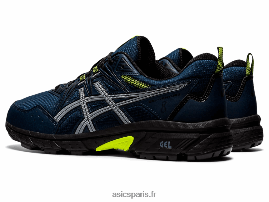 Hommes Asics poinçon gel-venture 8 BXL8B21628 bleu français/jaune de sécurité