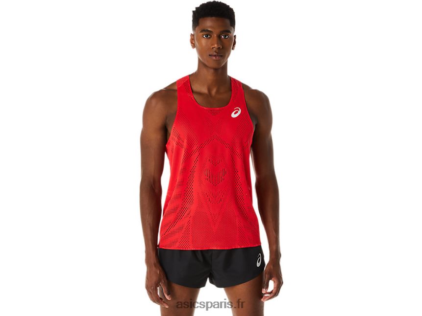 Hommes Asics débardeur jacquard actibreeze BXL8B2130 rouge électrique