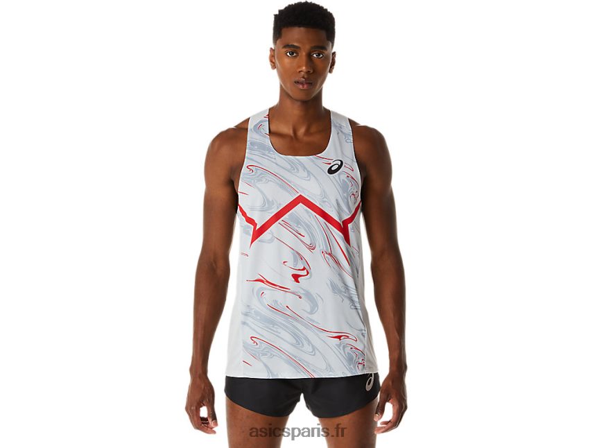 Hommes Asics débardeur léger cj-line BXL8B2276 gris glacier/rouge électrique