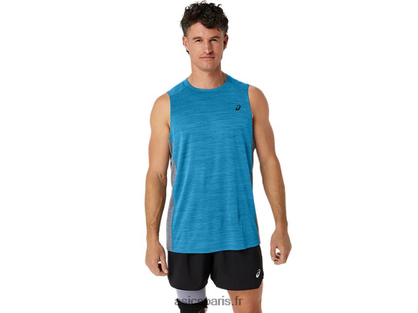 Hommes Asics former sana réservoir musculaire BXL8B217 bleu des îles/roche en feuille