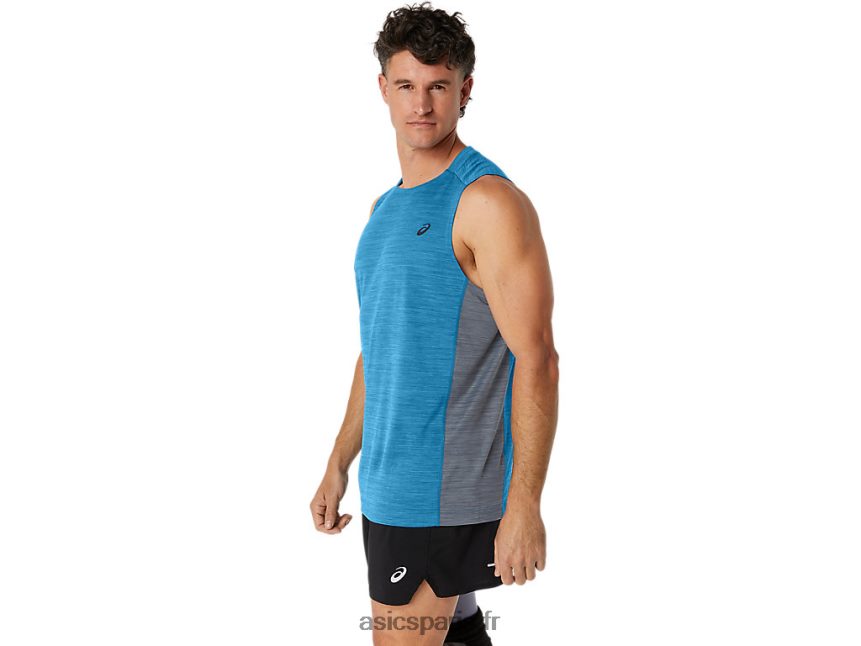 Hommes Asics former sana réservoir musculaire BXL8B217 bleu des îles/roche en feuille
