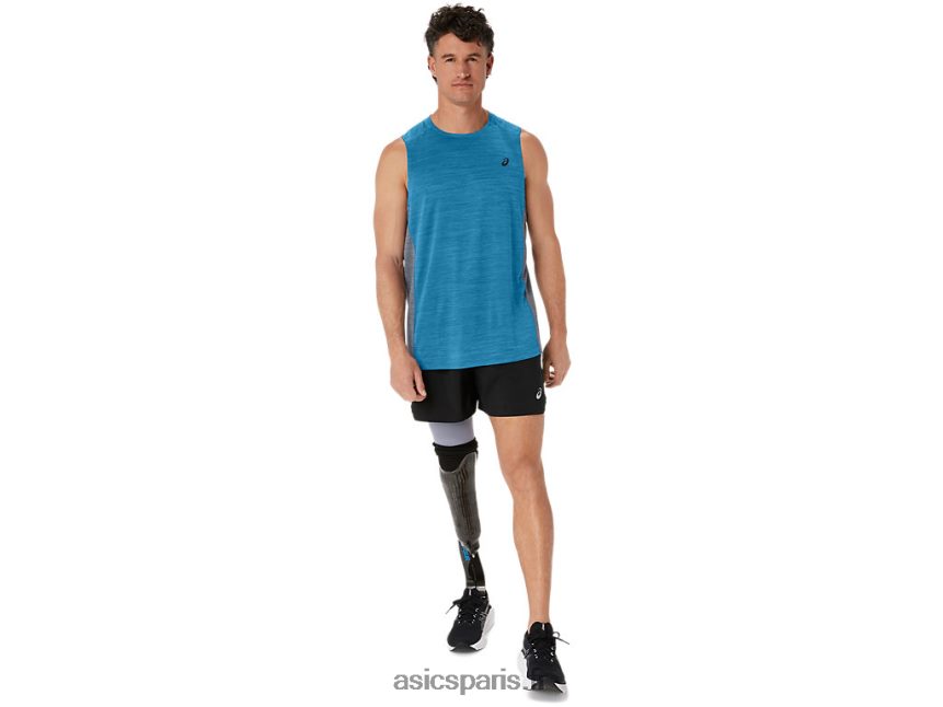 Hommes Asics former sana réservoir musculaire BXL8B217 bleu des îles/roche en feuille