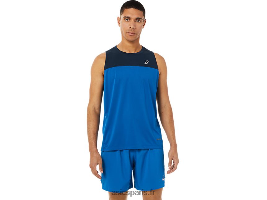 Hommes Asics maillot de course BXL8B21404 bleu français / route du lac