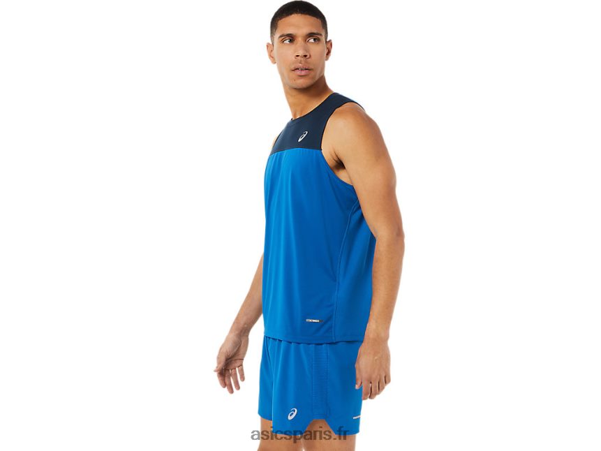 Hommes Asics maillot de course BXL8B21404 bleu français / route du lac