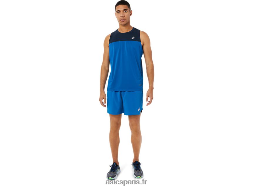 Hommes Asics maillot de course BXL8B21404 bleu français / route du lac