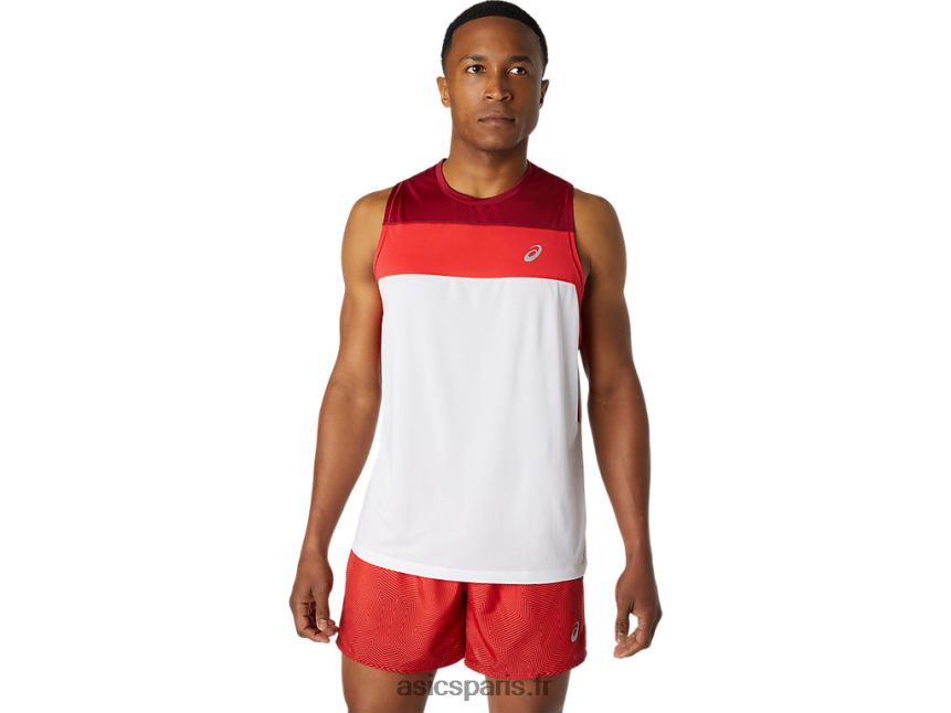 Hommes Asics maillot de course BXL8B21737 blanc brillant/bordeaux