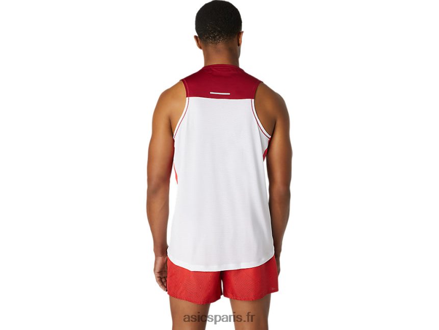 Hommes Asics maillot de course BXL8B21737 blanc brillant/bordeaux
