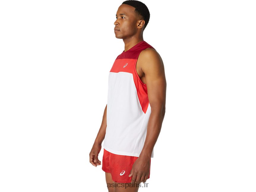 Hommes Asics maillot de course BXL8B21737 blanc brillant/bordeaux
