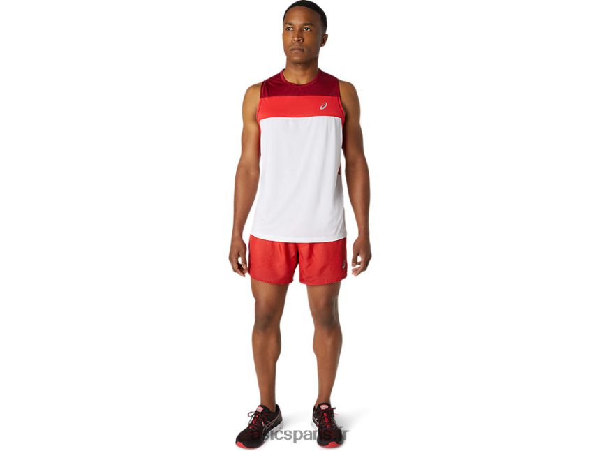 Hommes Asics maillot de course BXL8B21737 blanc brillant/bordeaux