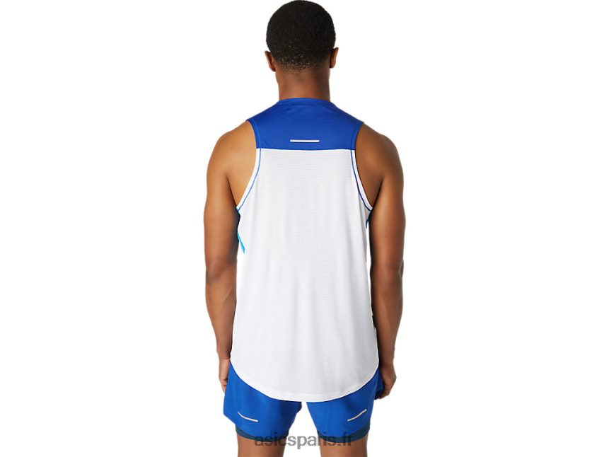 Hommes Asics maillot de course BXL8B21746 blanc brillant/bleu monaco