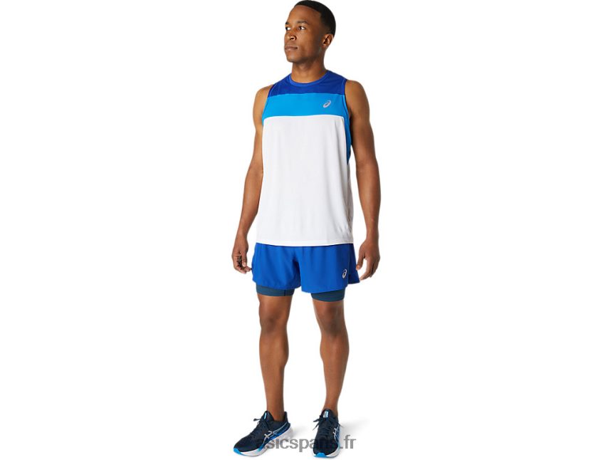 Hommes Asics maillot de course BXL8B21746 blanc brillant/bleu monaco