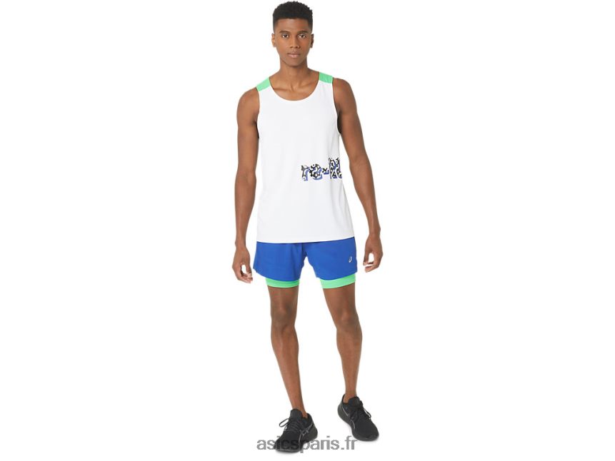 Hommes Asics nouveau maillot de course solide réutilisé BXL8B230 blanc/piste