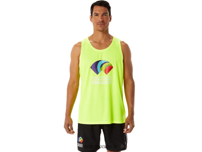 Hommes Asics ready-set ii singulet wch BXL8B21290 jaune de sécurité