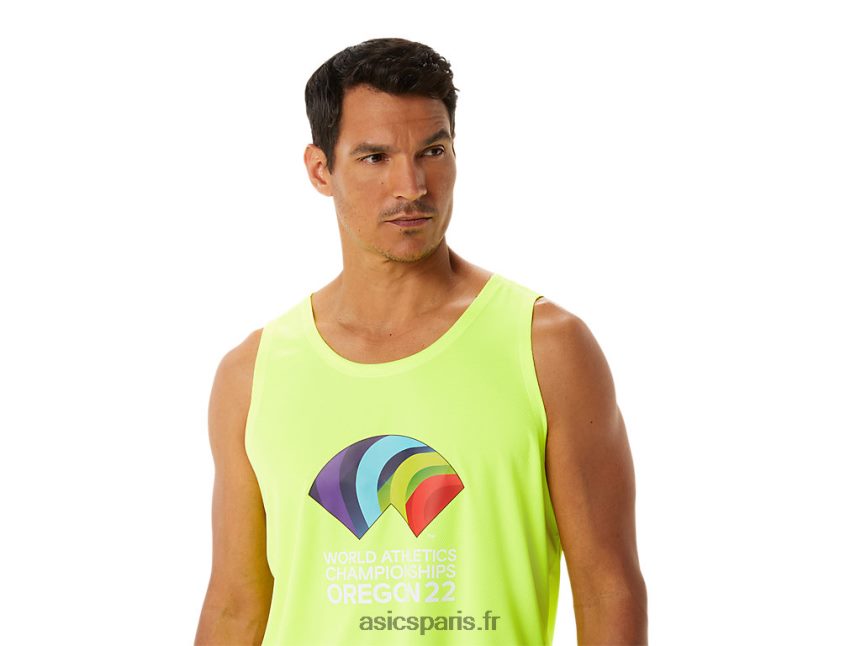 Hommes Asics ready-set ii singulet wch BXL8B21290 jaune de sécurité