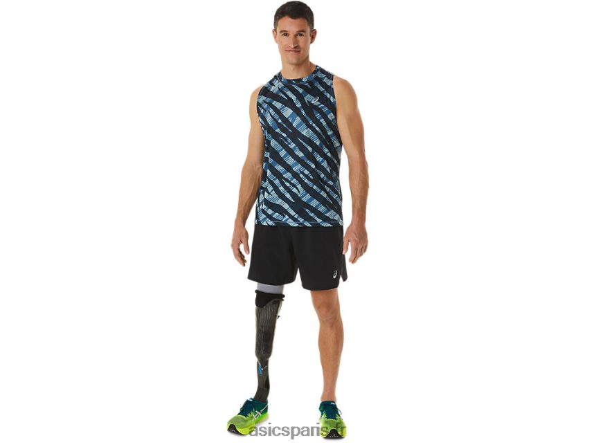 Hommes Asics singulet camouflage sauvage BXL8B21113 bleu azur/noir performance
