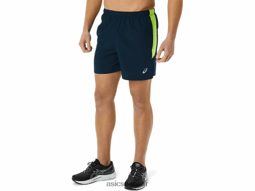 Hommes Asics 5po pr lyte court BXL8B21355 bleu français/vert danger