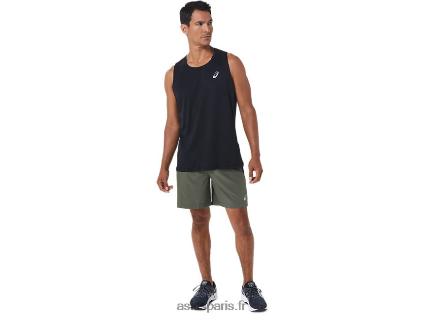 Hommes Asics 7po pr lyte court BXL8B21022 manteau vert htr/perf noir