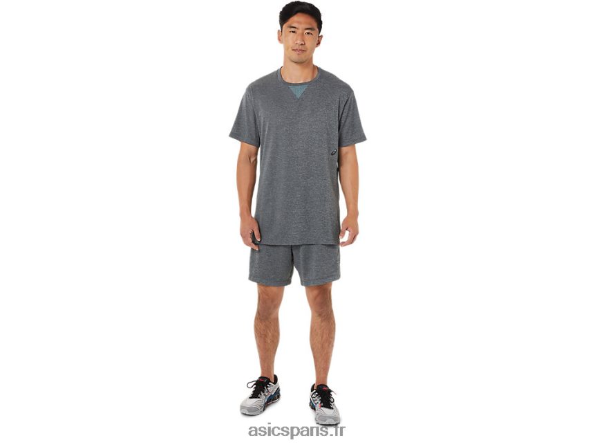 Hommes Asics 7po short BXL8B21440 transporteur gris chiné