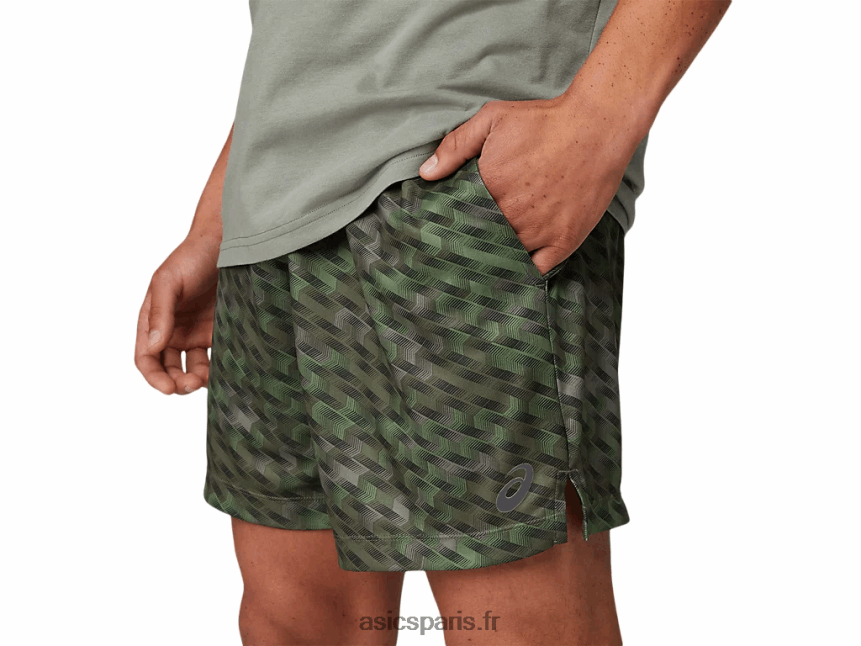 Hommes Asics Short d\'entraînement en tricot 7 pouces BXL8B21784 vert lichen