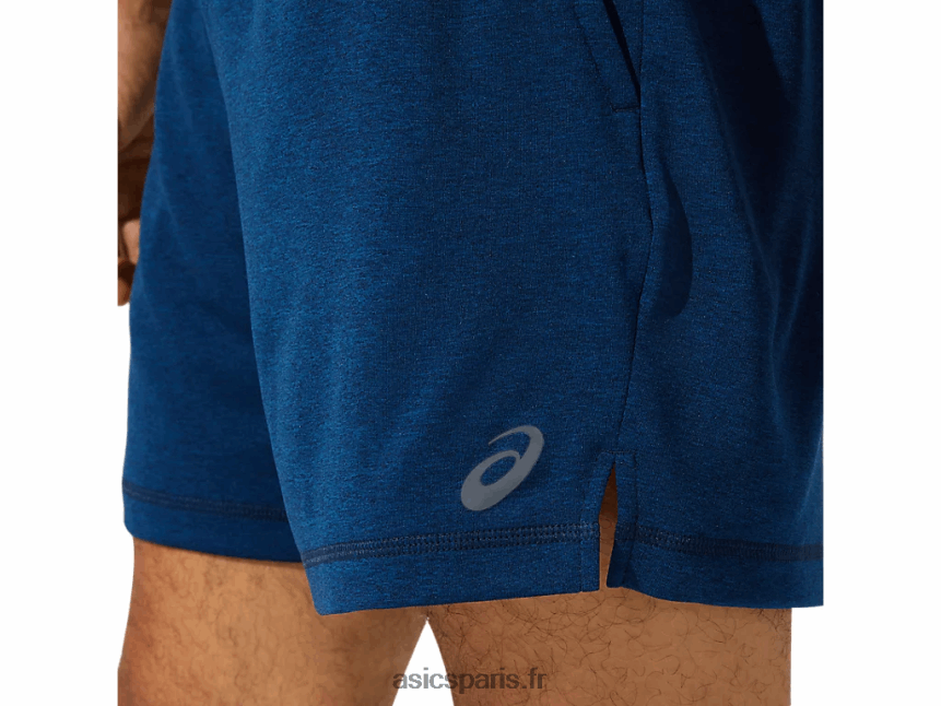Hommes Asics Short d\'entraînement en tricot 7 pouces BXL8B21891 chiné bleu français