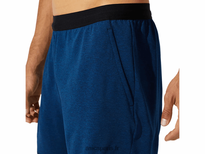 Hommes Asics Short d\'entraînement en tricot 7 pouces BXL8B21891 chiné bleu français