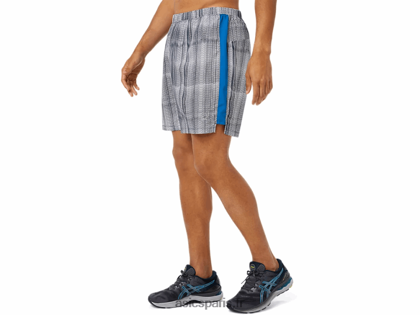 Hommes Asics Short graphique 7 pouces prêt à l\'emploi BXL8B21501 imprimé bleu français/promenade au lac