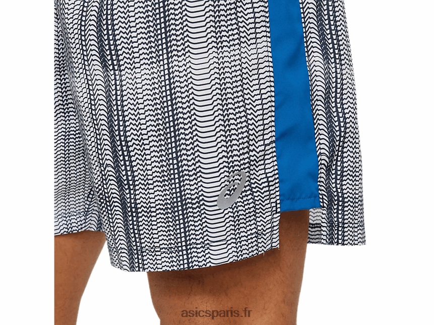 Hommes Asics Short graphique 7 pouces prêt à l\'emploi BXL8B21501 imprimé bleu français/promenade au lac