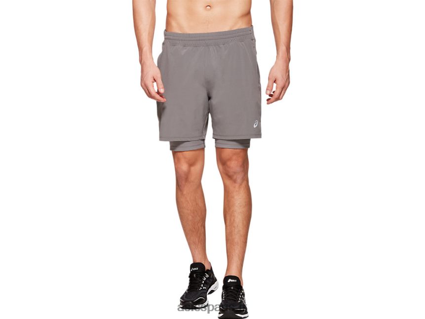 Hommes Asics fietro 7in 2 n 1 court BXL8B21994 carbone