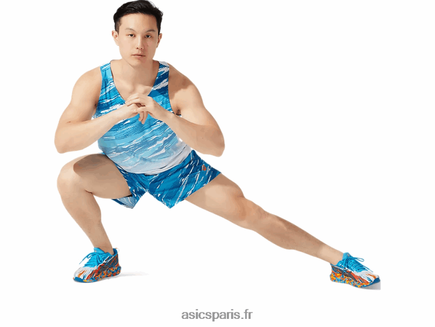 Hommes Asics injection de couleur 5po court BXL8B21913 renaît bleu