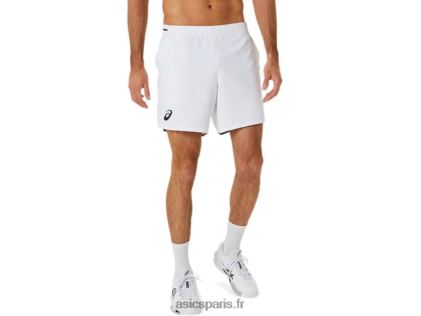 Hommes Asics match 7en bref BXL8B2489 blanc brillant