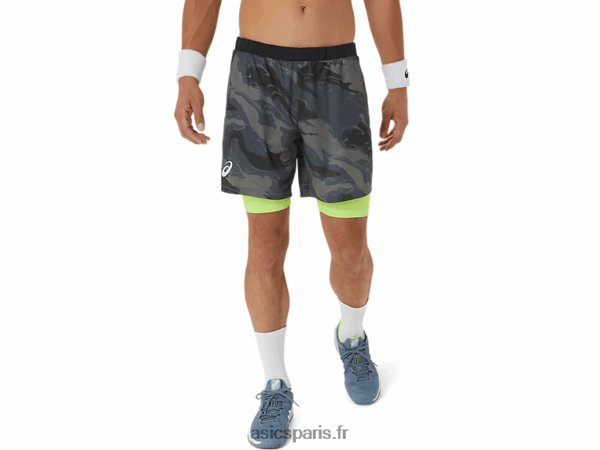 Hommes Asics match graphique 7in court BXL8B2506 transporteur gris