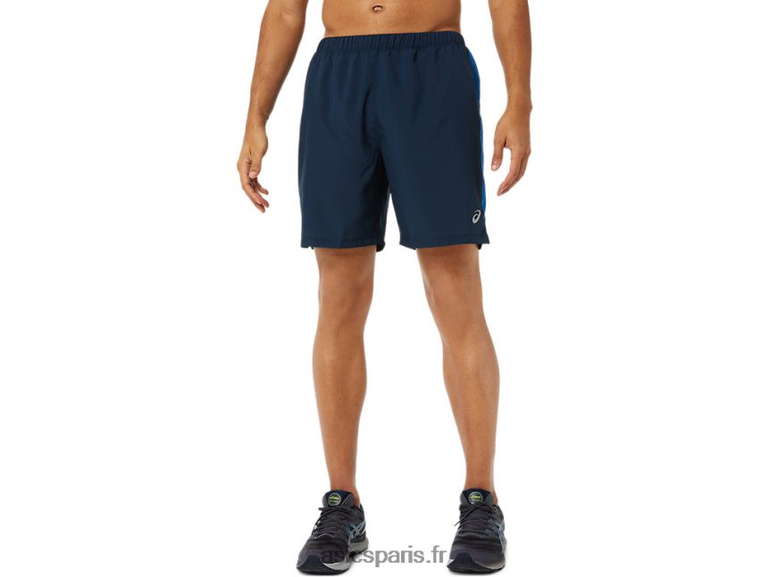 Hommes Asics prêt à l'emploi 7po court BXL8B21395 bleu français / route du lac
