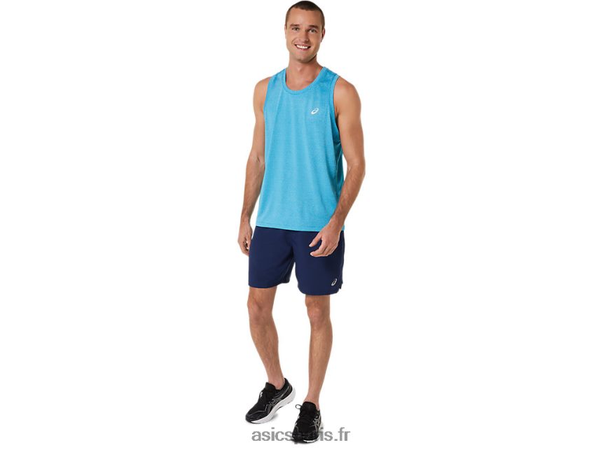 Hommes Asics prêt à l\'emploi 9po court BXL8B2216 Bleu indigo