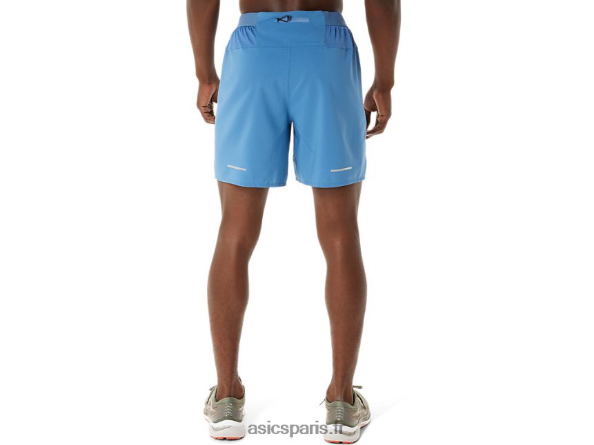 Hommes Asics route 2-n-1 7po court BXL8B21098 bleu azur/noir performance