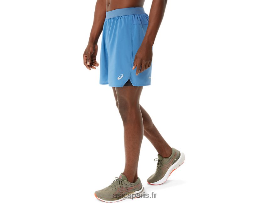 Hommes Asics route 2-n-1 7po court BXL8B21098 bleu azur/noir performance