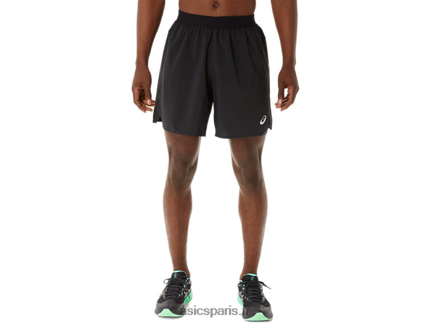 Hommes Asics route 2-n-1 7po court BXL8B2893 performance noir/confiture de raisin