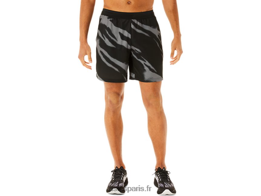 Hommes Asics short de saison à imprimé intégral BXL8B2995 performance noir/gris graphite