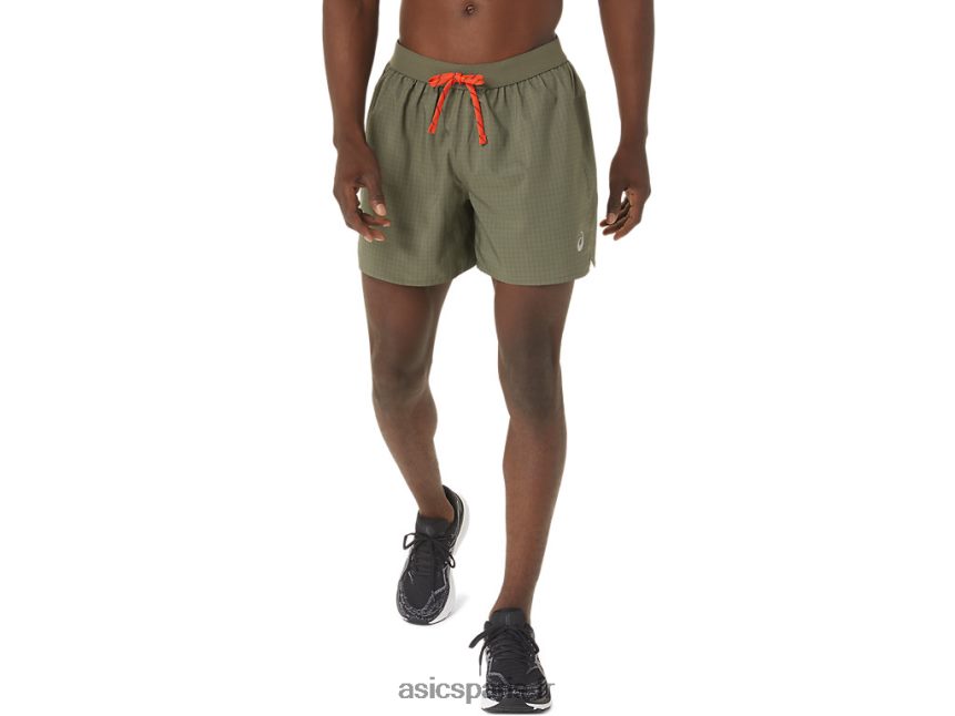 Hommes Asics short logo fujitrail BXL8B21075 manteau vert