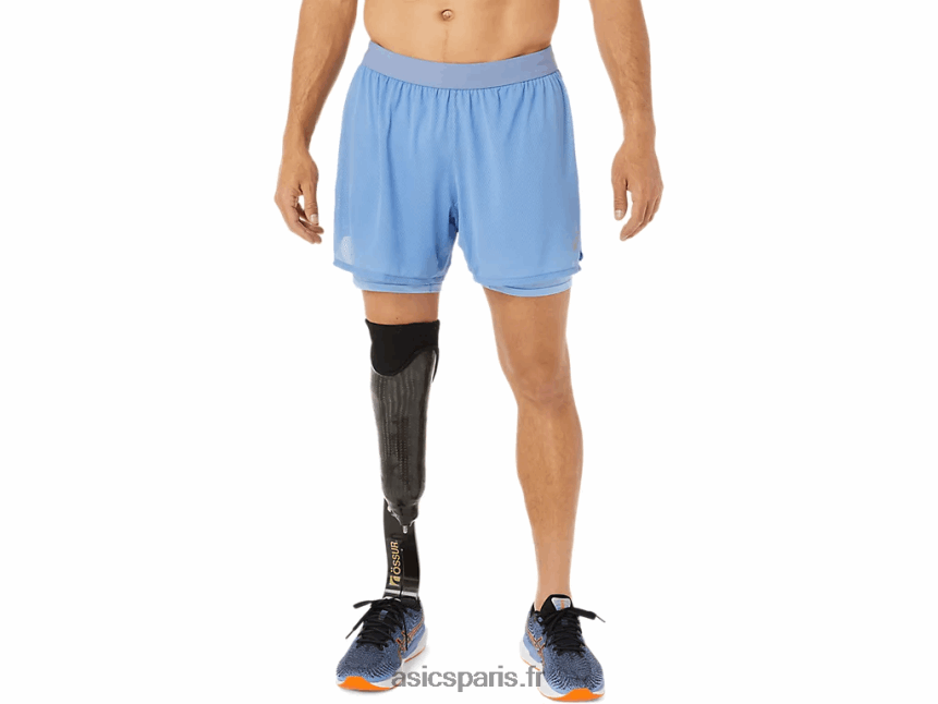 Hommes Asics ventiler 2-n-1 5po court BXL8B21322 harmonie bleue/bonheur bleue