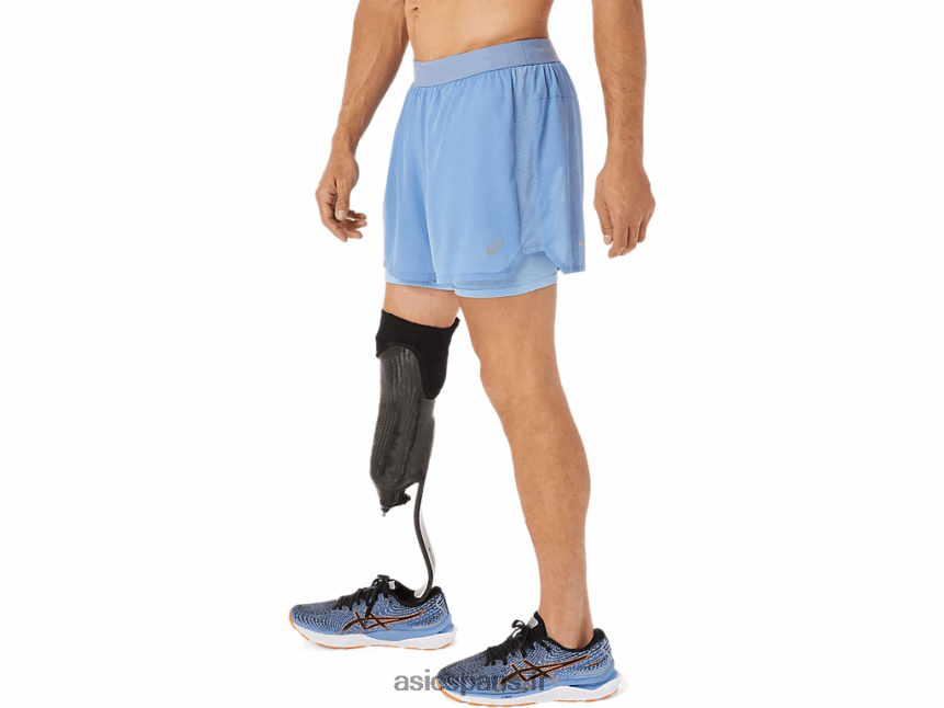 Hommes Asics ventiler 2-n-1 5po court BXL8B21322 harmonie bleue/bonheur bleue