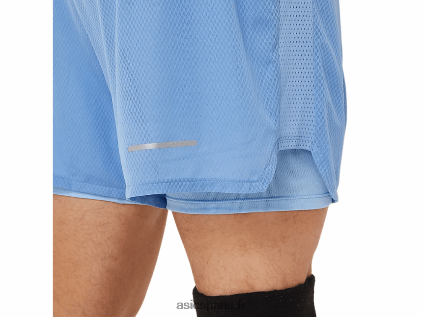 Hommes Asics ventiler 2-n-1 5po court BXL8B21322 harmonie bleue/bonheur bleue