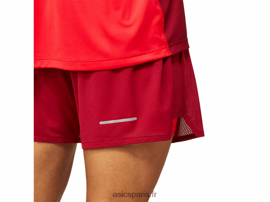 Hommes Asics ventiler 2-n-1 5po court BXL8B21803 bordeaux/rouge électrique