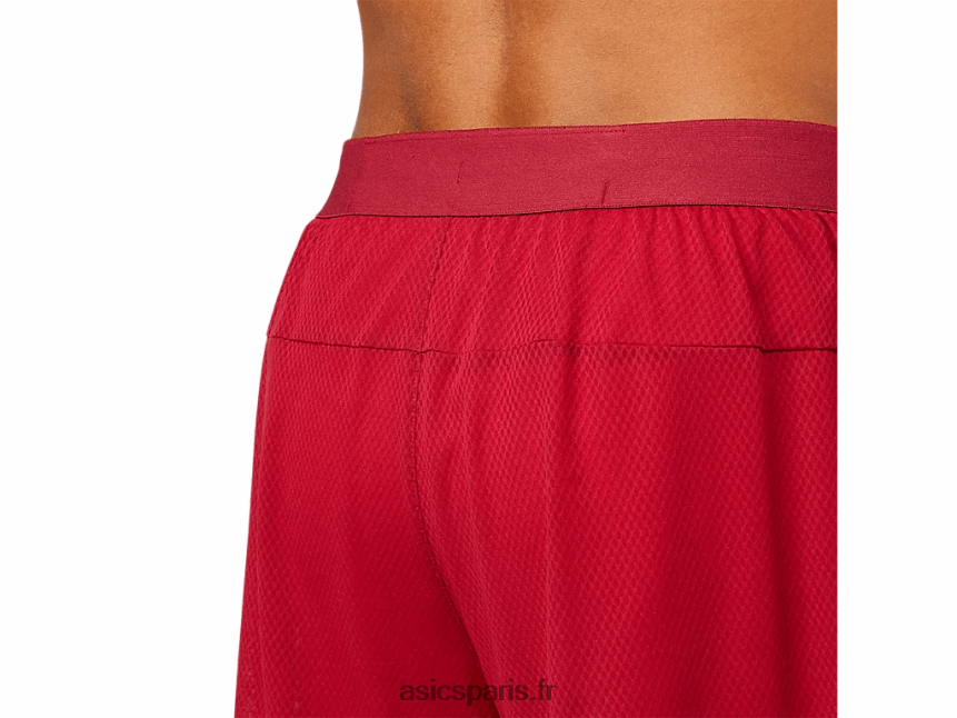 Hommes Asics ventiler 2-n-1 5po court BXL8B21803 bordeaux/rouge électrique