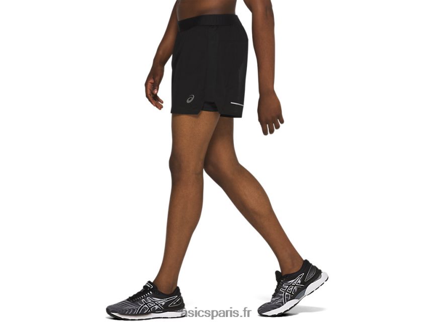 Hommes Asics ventiler 2-n-1 5po court BXL8B22085 performance noir