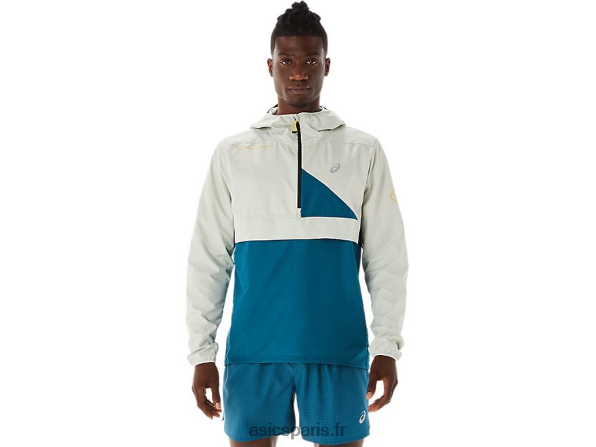 Hommes Asics anorak fujitrail BXL8B2523 sarcelle d'encre/sauge clair