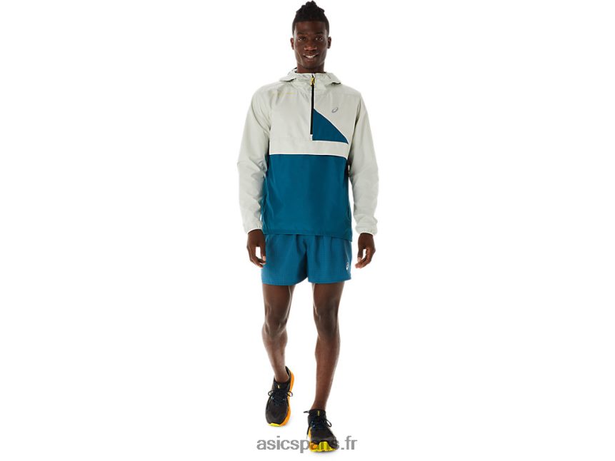 Hommes Asics anorak fujitrail BXL8B2523 sarcelle d\'encre/sauge clair