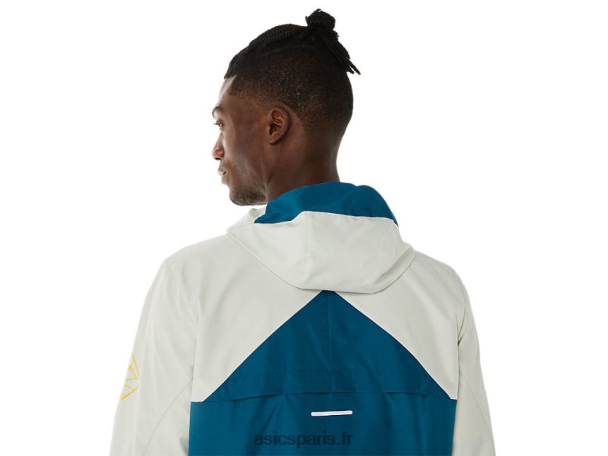 Hommes Asics anorak fujitrail BXL8B2523 sarcelle d\'encre/sauge clair