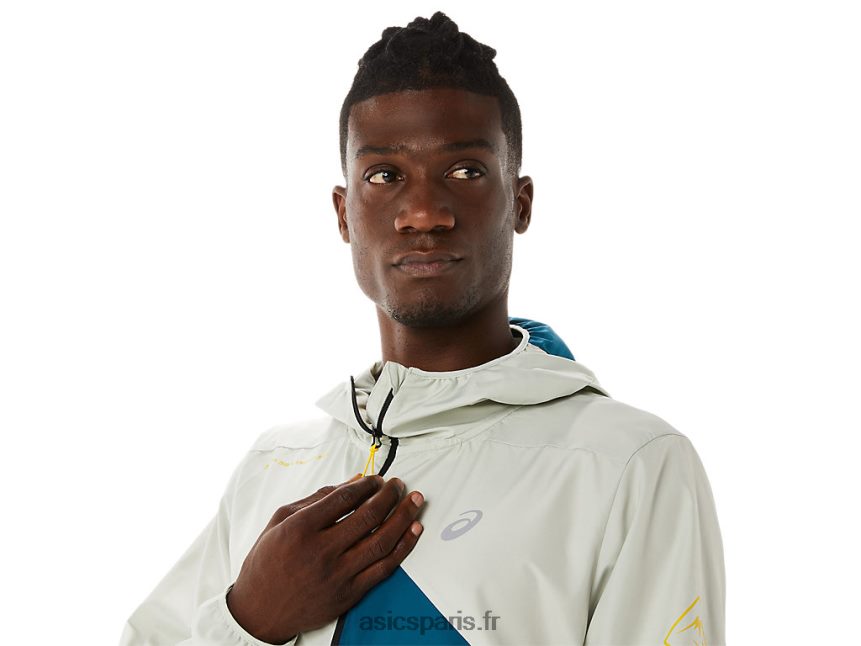 Hommes Asics anorak fujitrail BXL8B2523 sarcelle d\'encre/sauge clair