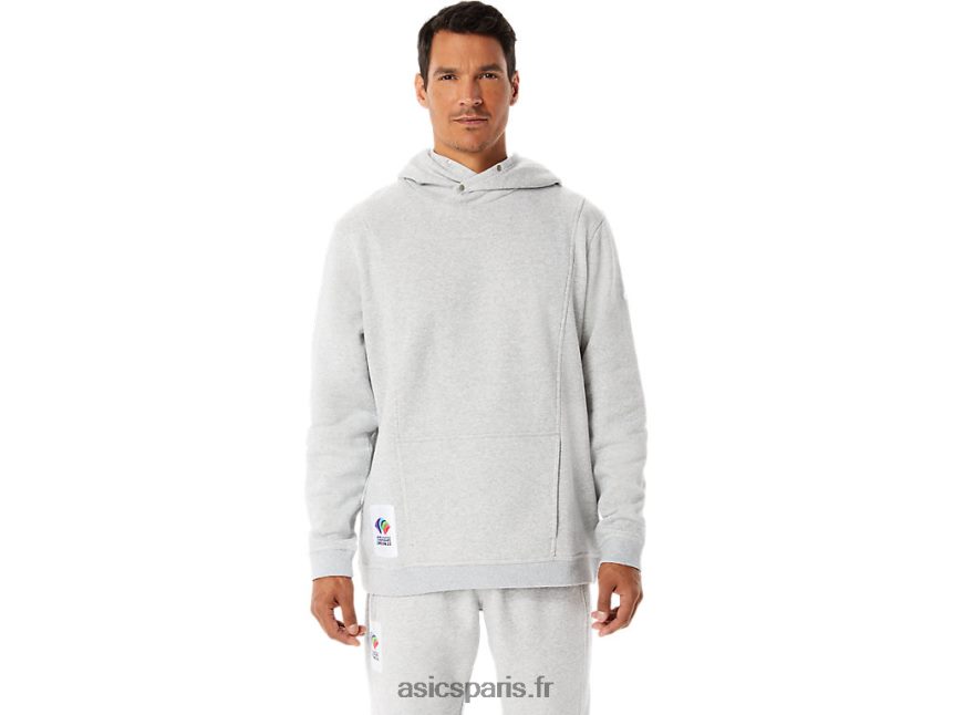 Hommes Asics m sunday sweat à capuche polaire wch BXL8B21284 gris clair chiné